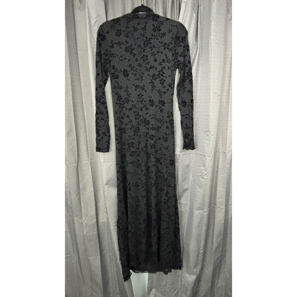 SHEIN Velvet Burnout Sheer Overlay Maxi Dress Womens M Black Floral Whimsigoth - Picture 3 of 15